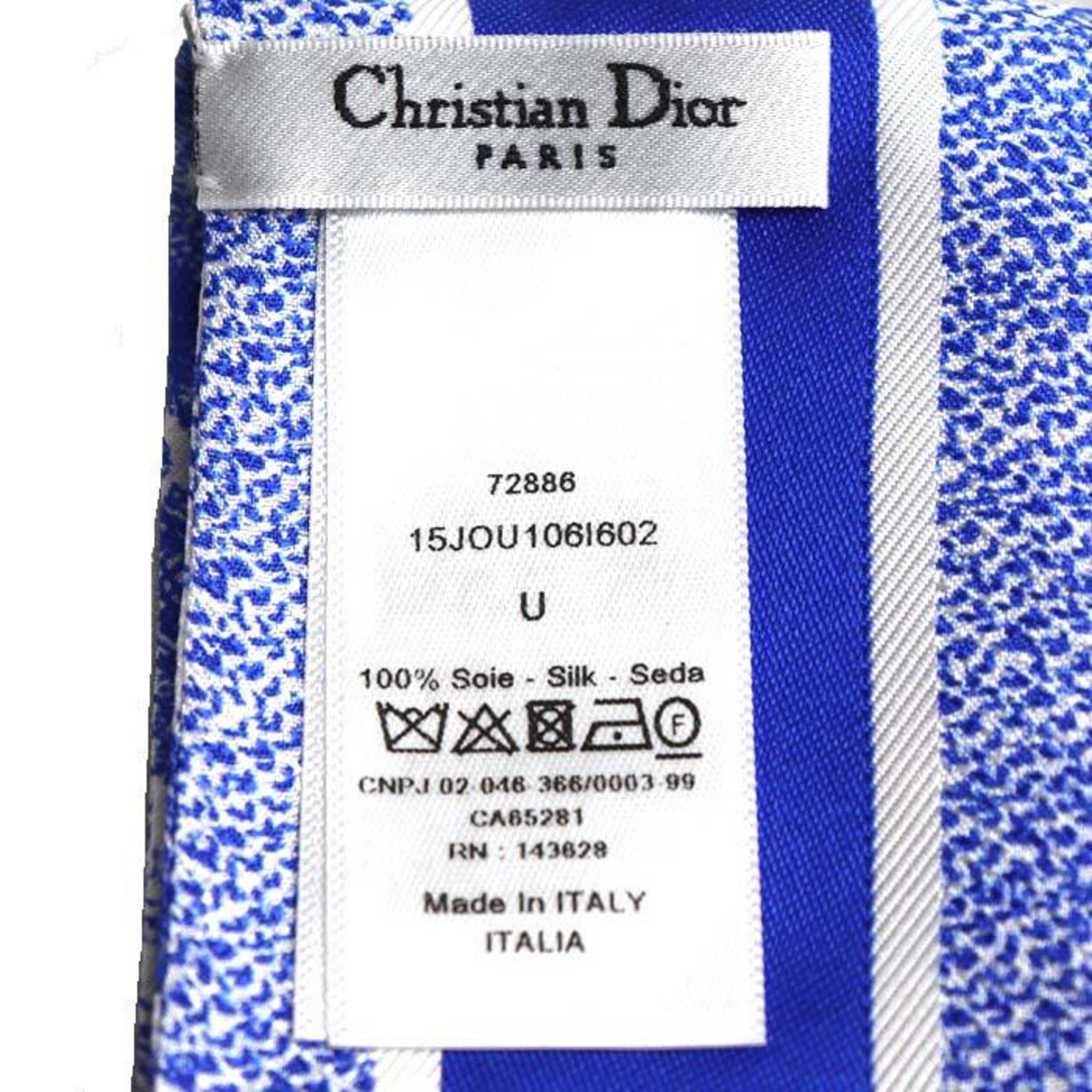 Christian Dior Mitzah Scarf Muffler Toile de Jouy Sauvage Silk Twill Blue 15JOU1061602 Women's