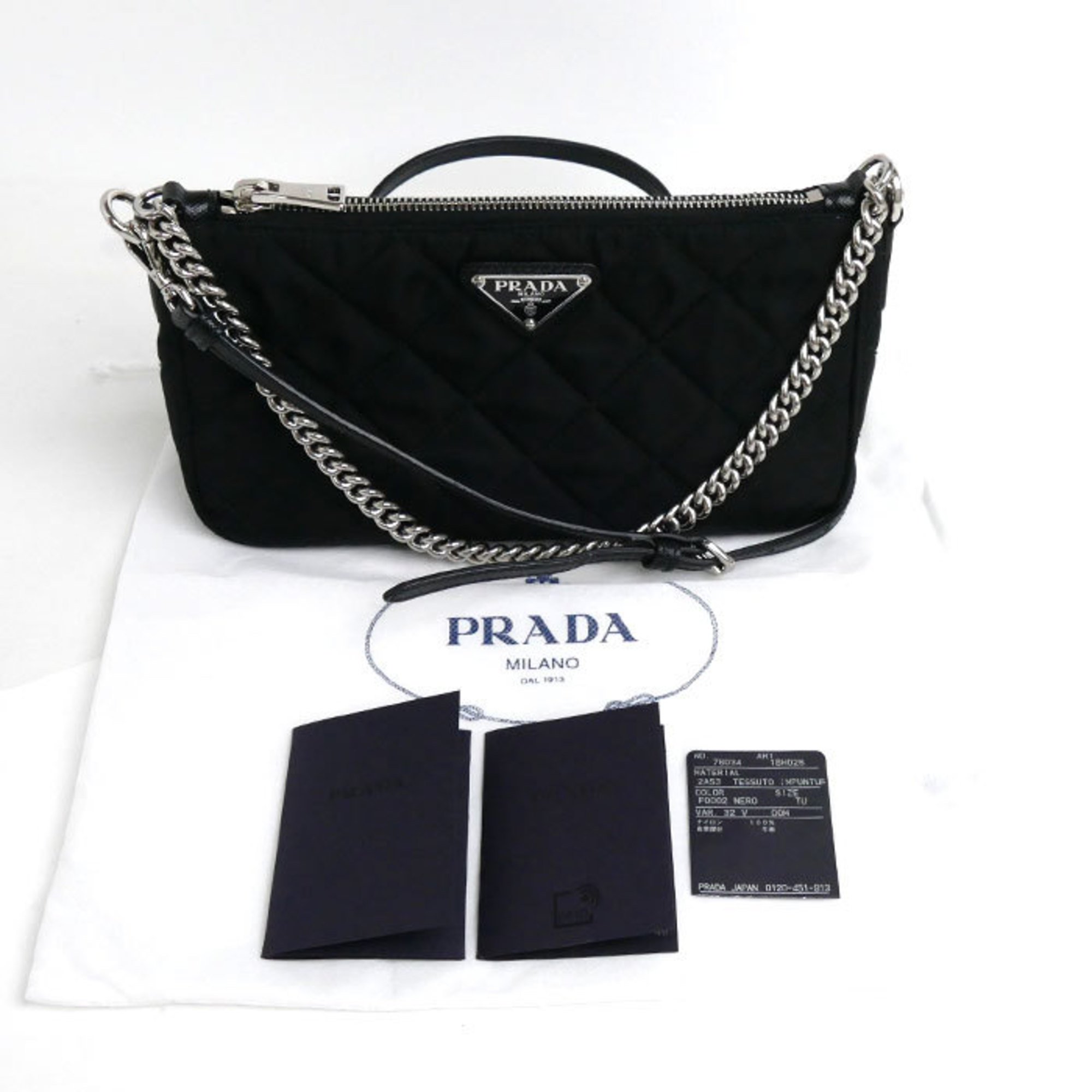 PRADA Prada Quilted Handbag Chain 2-Way Shoulder Bag Black 1BH026 2AS3 F0002 Outlet Women's