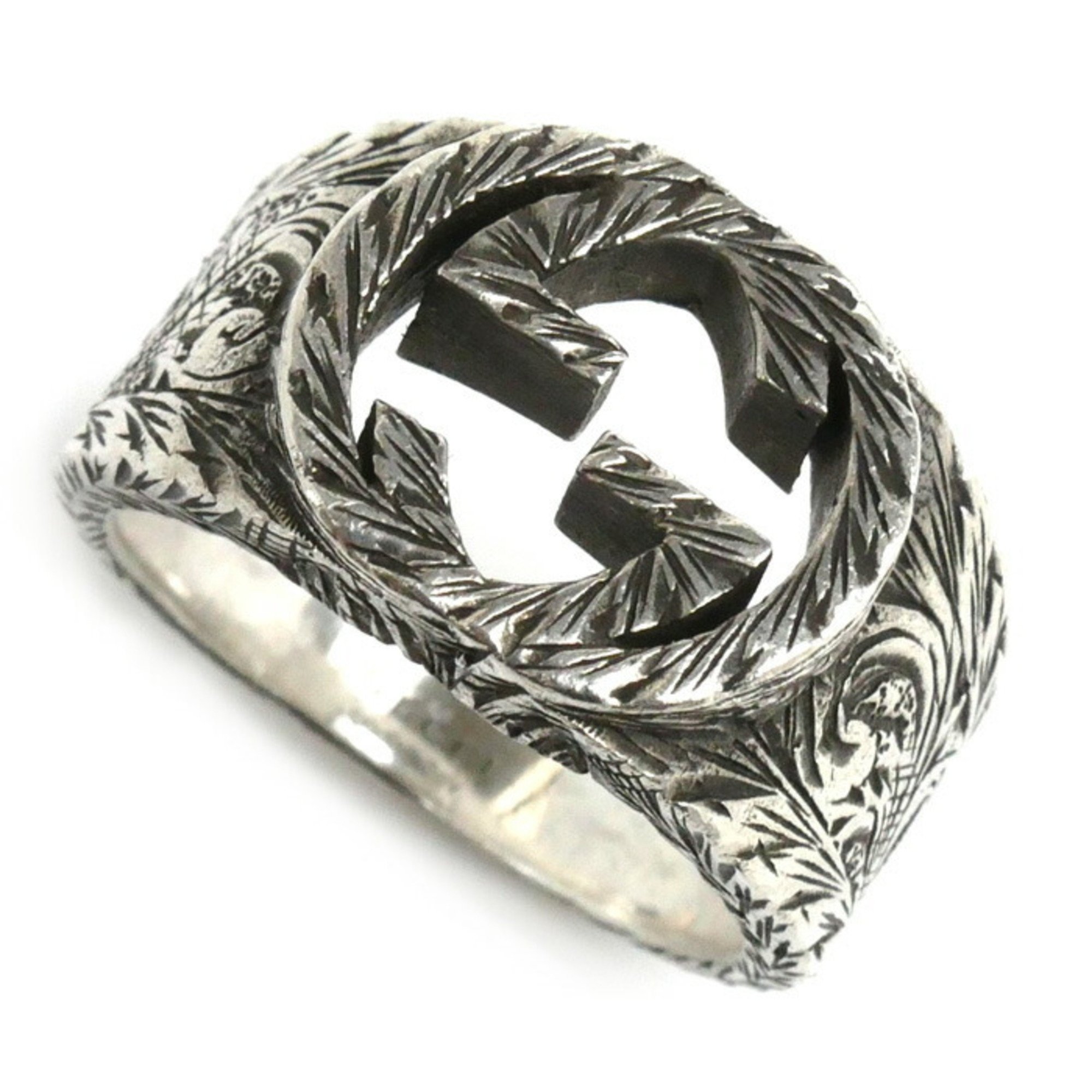 GUCCI Gucci Sterling Silver Interlocking Ring ?455302 J8400 0811 Size 16 11.6g Unisex