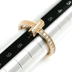 TIFFANY&Co. Tiffany K18PG Pink Gold T-One Narrow Diamond Ring 67795261 Size 8 3.8g Women's