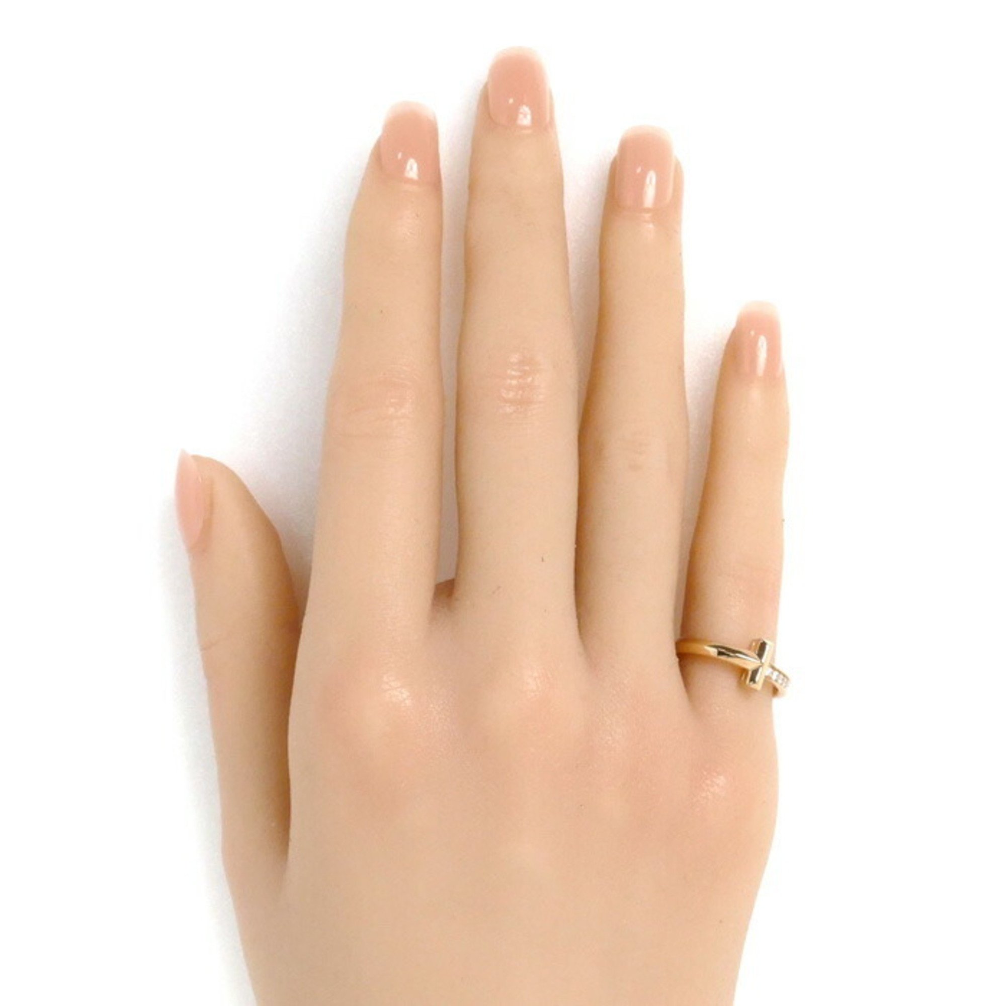 TIFFANY&Co. Tiffany K18PG Pink Gold T-One Narrow Diamond Ring 67795261 Size 8 3.8g Women's