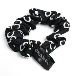 CHANEL ribbon scarf muffler scrunchie black ivory ladies