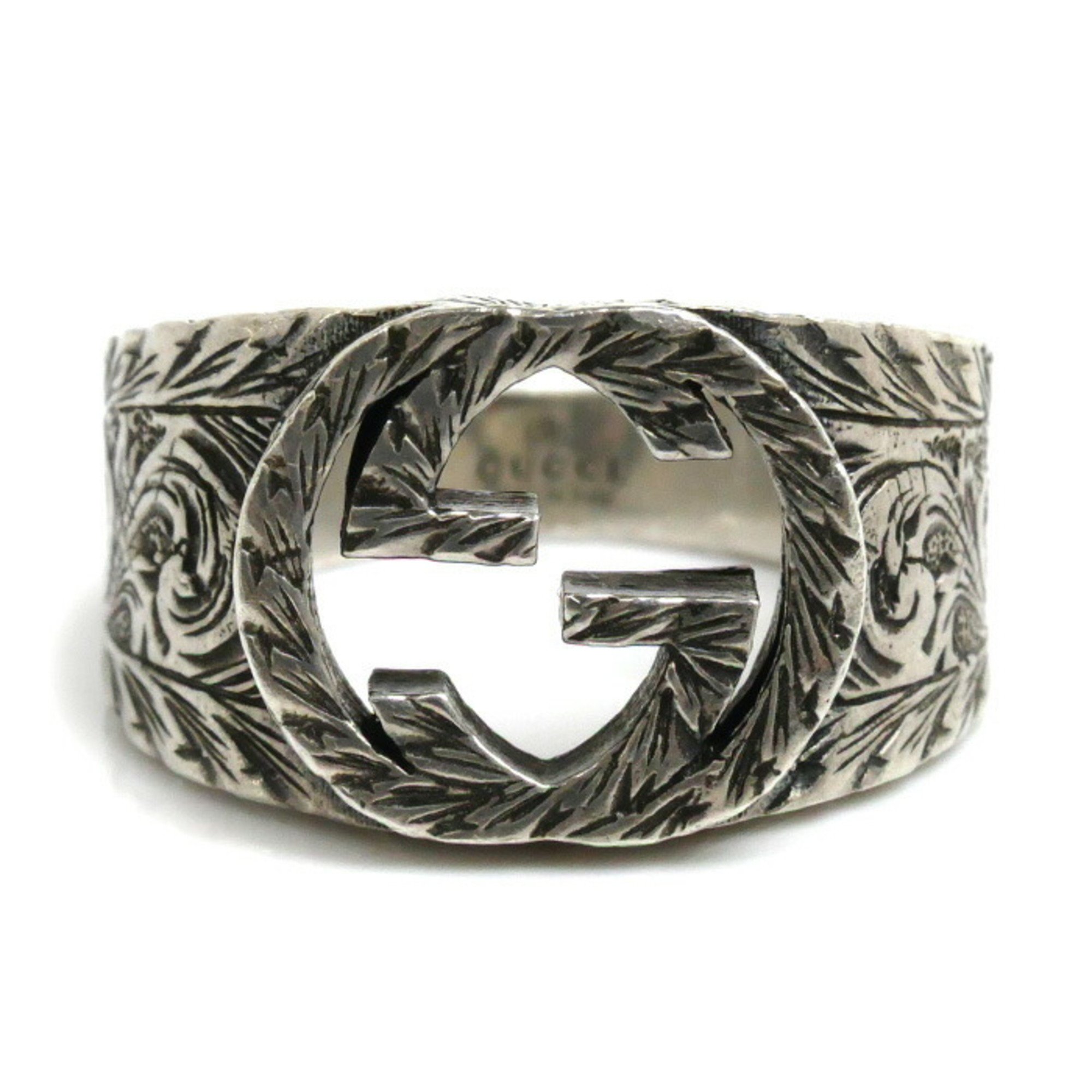 GUCCI Gucci Sterling Silver Interlocking Ring ?455302 J8400 0811 Size 21 12.6g Men's