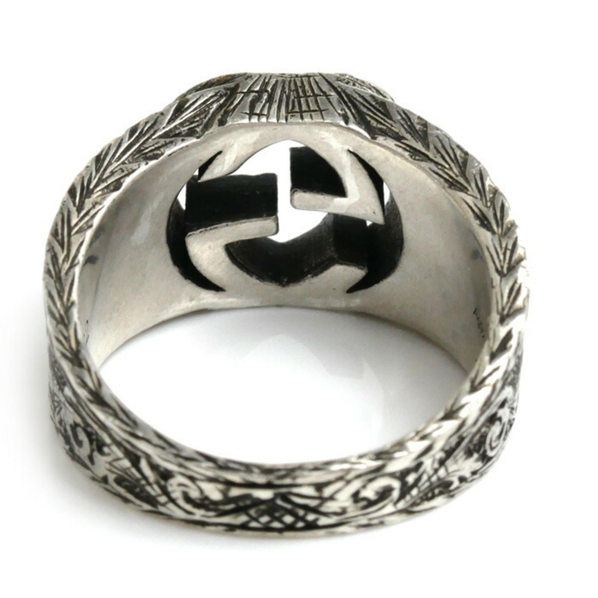 GUCCI Gucci Sterling Silver Interlocking Ring ?455302 J8400 0811 Size 21 12.6g Men's