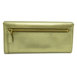 Prada Women's Bifold Wallet 1M1132 Saffiano Leather Gold