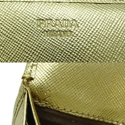 Prada Women's Bifold Wallet 1M1132 Saffiano Leather Gold