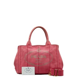 Prada Canapa Handbag Shoulder Bag B2439G Pink Canvas Women's PRADA