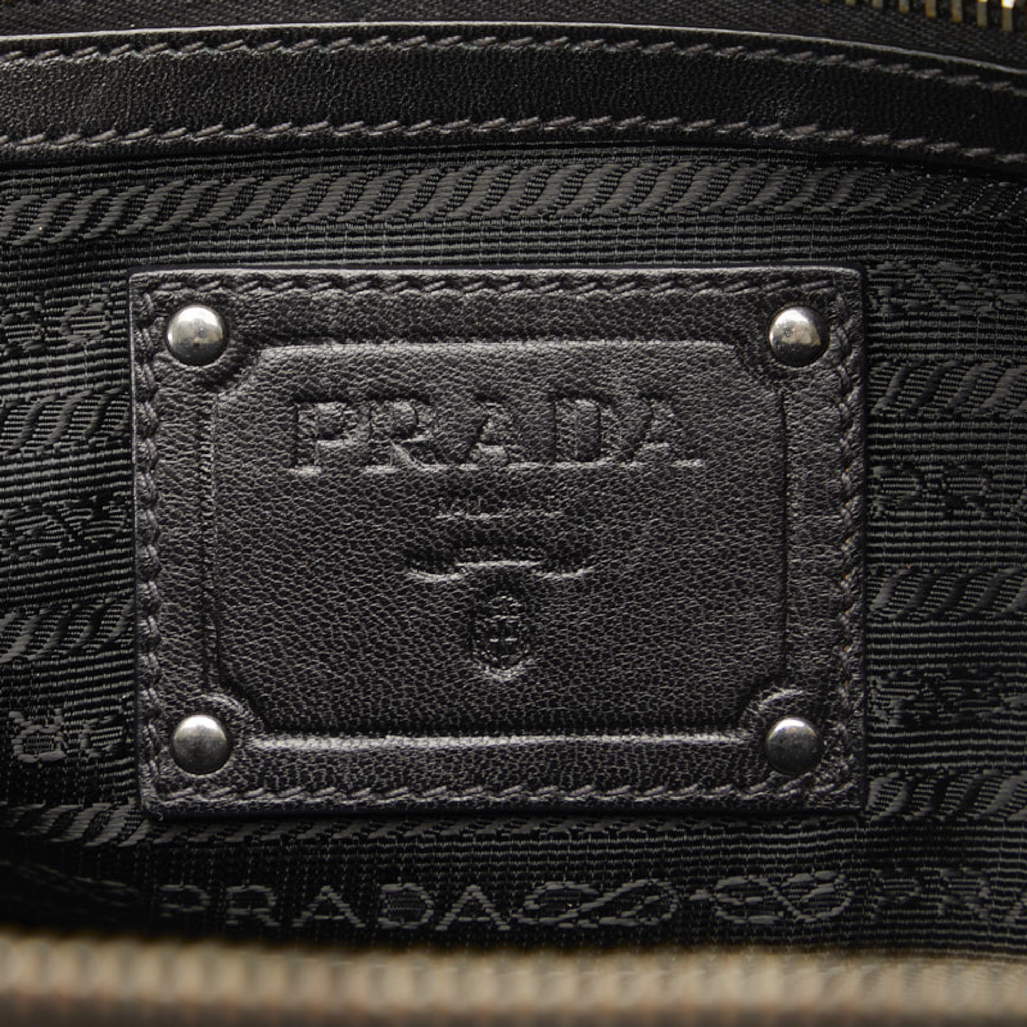 Prada Ruffle Handbag Black Nylon Leather Women's PRADA