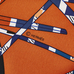 Hermes Carre 90 Balade Ecossaise Scottish Ballad Scarf Muffler Orange Navy Multicolor Silk Women's HERMES