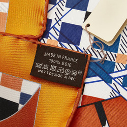 Hermes Carre 90 Balade Ecossaise Scottish Ballad Scarf Muffler Orange Navy Multicolor Silk Women's HERMES