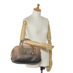 Prada Gradient Keyhole Handbag Beige Black Leather Women's PRADA