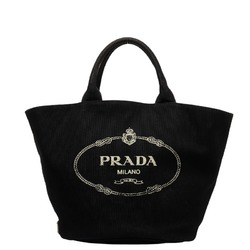 Prada Canapa Bucket Handbag Tote Bag Black Canvas Women's PRADA