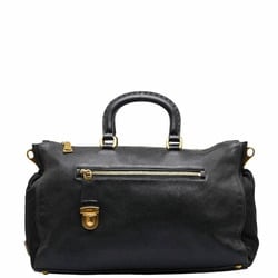 Prada handbag black leather nylon women's PRADA