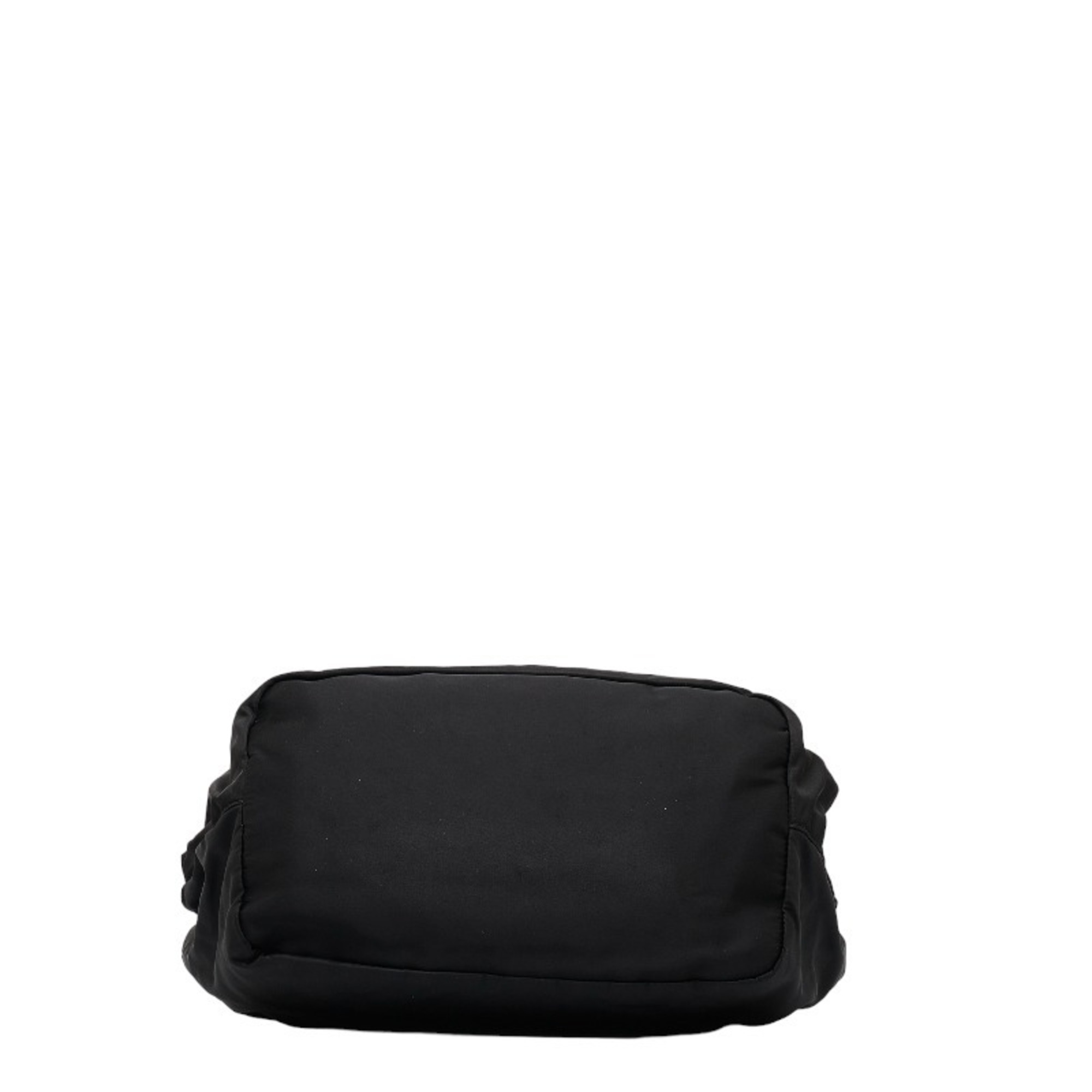 Prada Cather Ribbon Handle Handbag Black Nylon Leather Women's PRADA