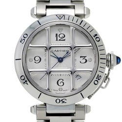CARTIER Pasha 38mm Grid W31040H3 Men's Stainless Steel Watch Automatic Silver Dial