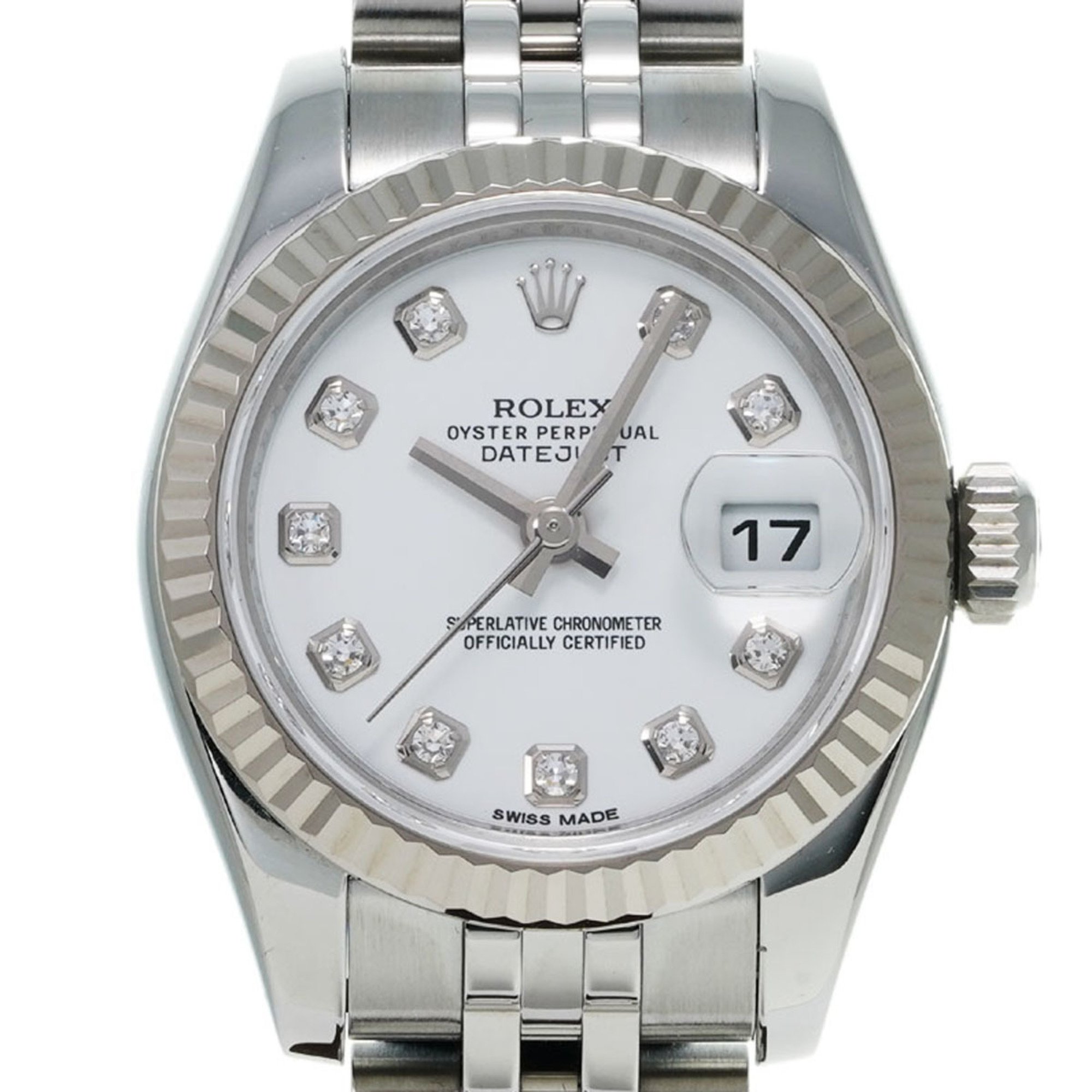 ROLEX Rolex Datejust 10P Diamond 179174G Ladies SS/WG Watch Automatic White Dial