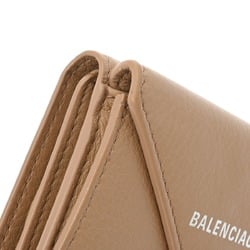 BALENCIAGA Paper Wallet Beige 391446 Unisex Calf Leather Tri-fold