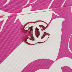 CHANEL Coco Beach Pink/White Women's Canvas Shoulder Bag