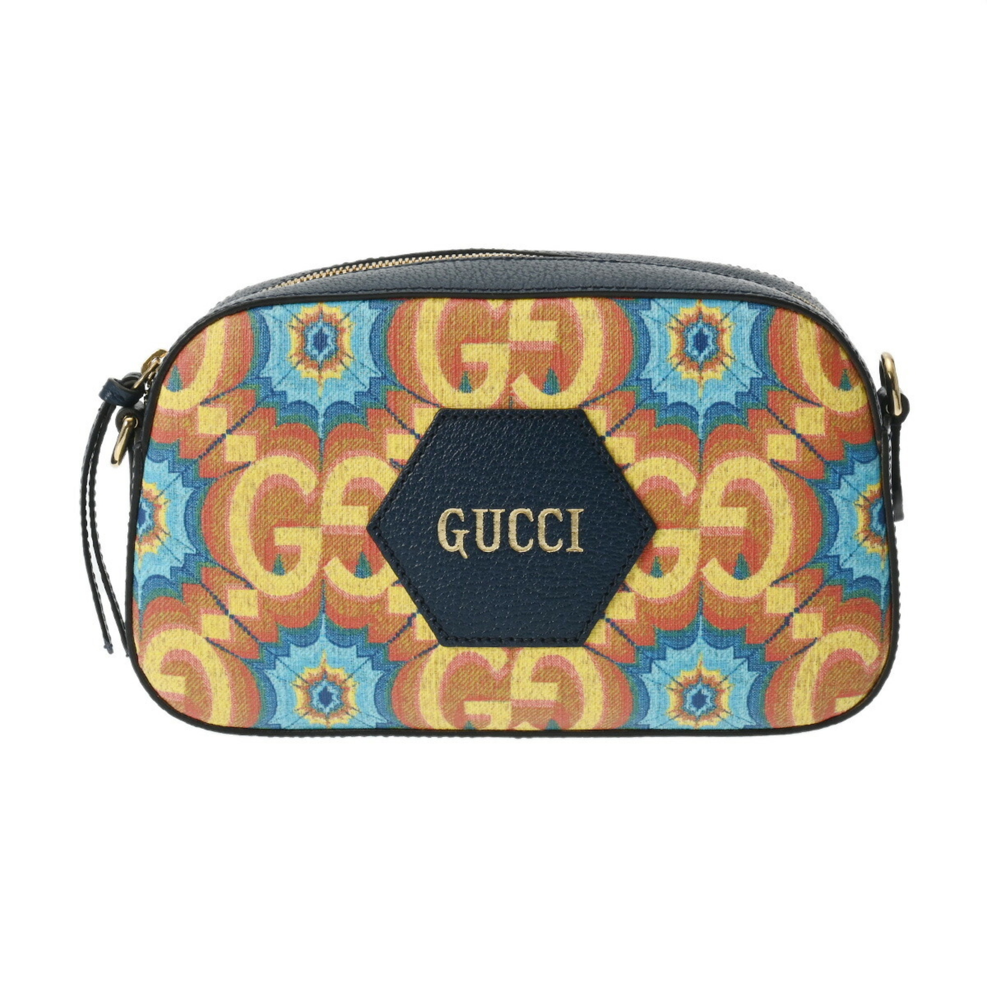 GUCCI GG Kaleidoscope Blue/Yellow 476466 Unisex PVC Leather Shoulder Bag