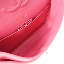 CHANEL Chanel Matelasse W-Flap Chain Shoulder 25cm Pink Champagne A01112 Women's Caviar Skin Bag