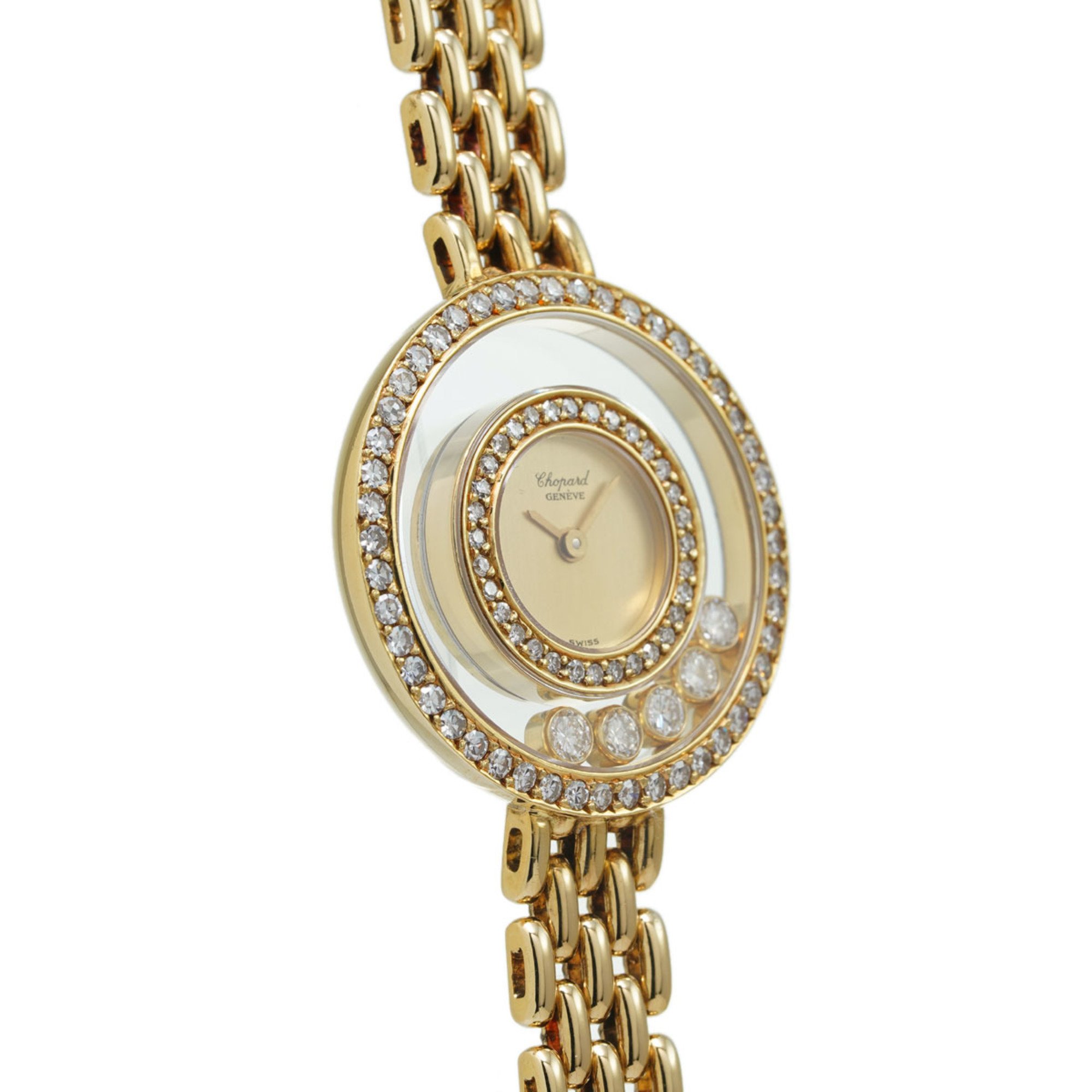 CHOPARD Happy Diamond Double Bezel 5P 20/4879 Women's YG Watch Quartz Gold Dial