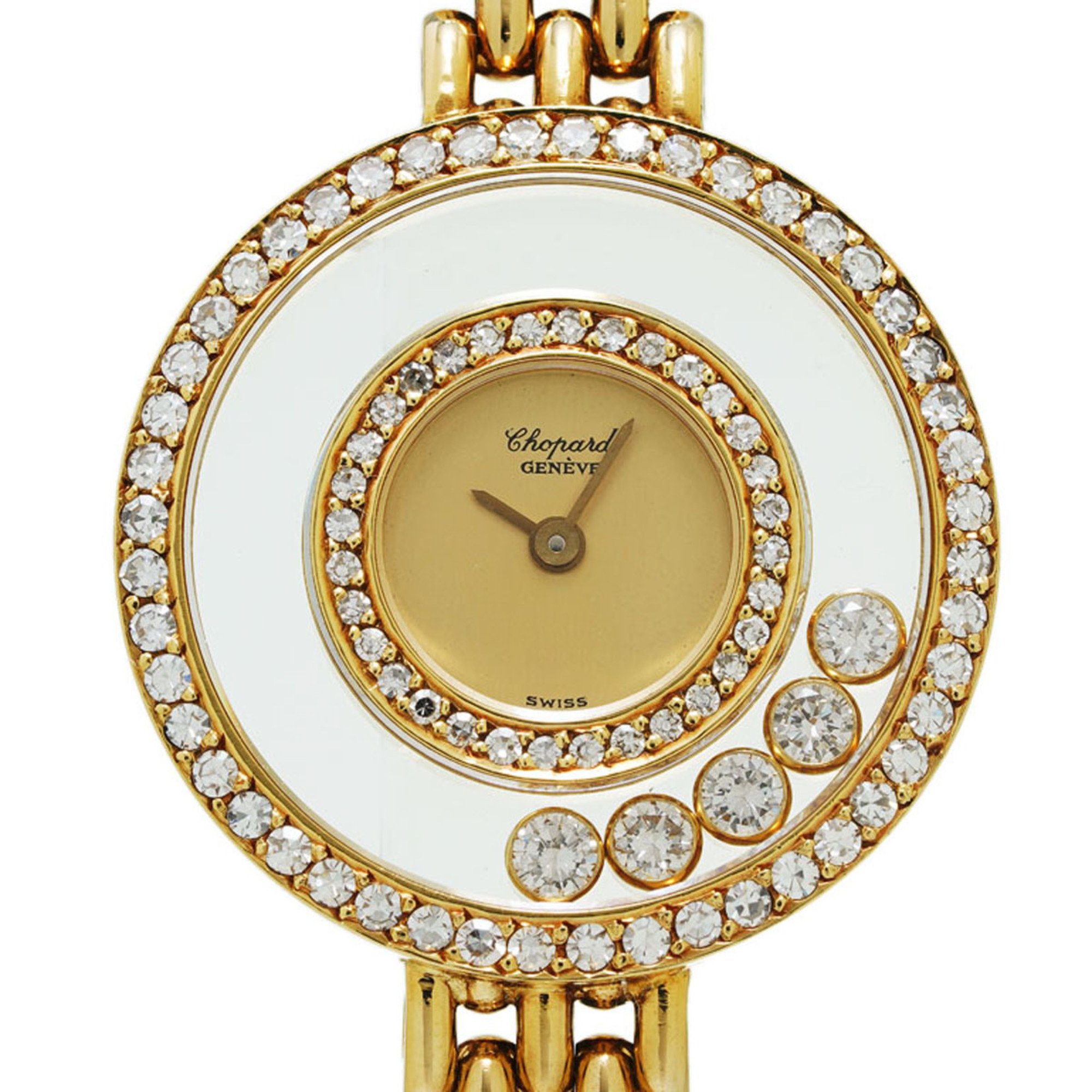 CHOPARD Happy Diamond Double Bezel 5P 20/4879 Women's YG Watch Quartz Gold Dial