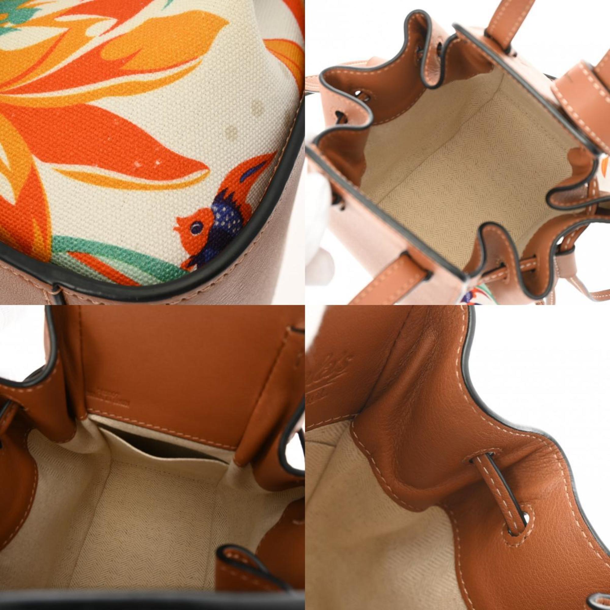 LOEWE Hammock Paula Zui Visa Tan/White/Orange Women's Canvas Leather Shoulder Bag