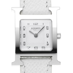 HERMES H Watch HH1.210 Women's SS/Leather Wristwatch Quartz White Dial