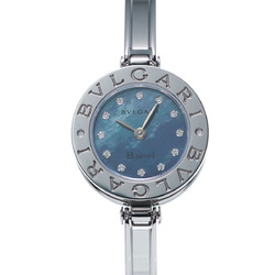 BVLGARI B-ZERO Watch 12P Diamond BZ22S Ladies SS/Ceramic Wristwatch Quartz Blue Shell Dial