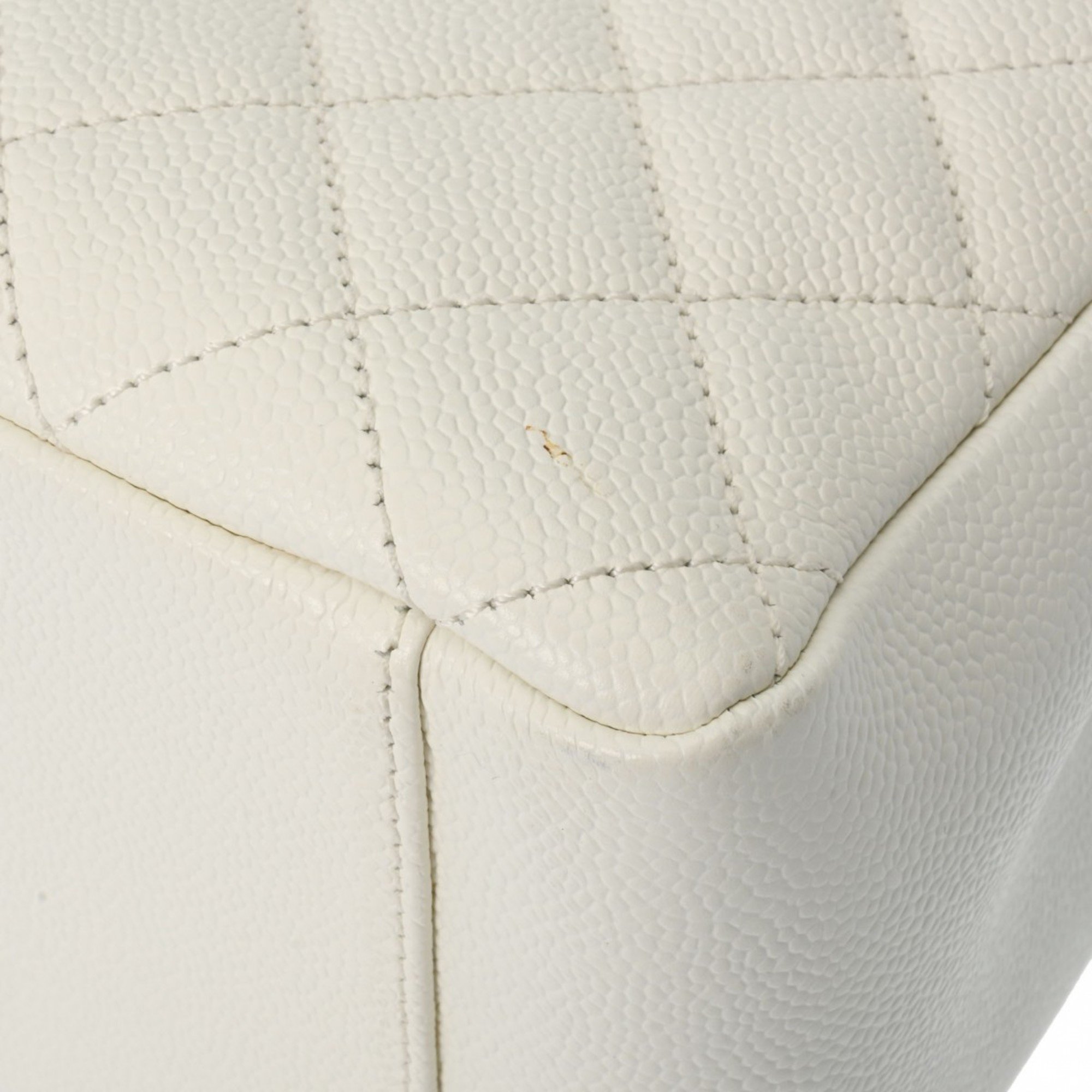 CHANEL GST Grand Tote White A50995 Women's Caviar Skin Bag