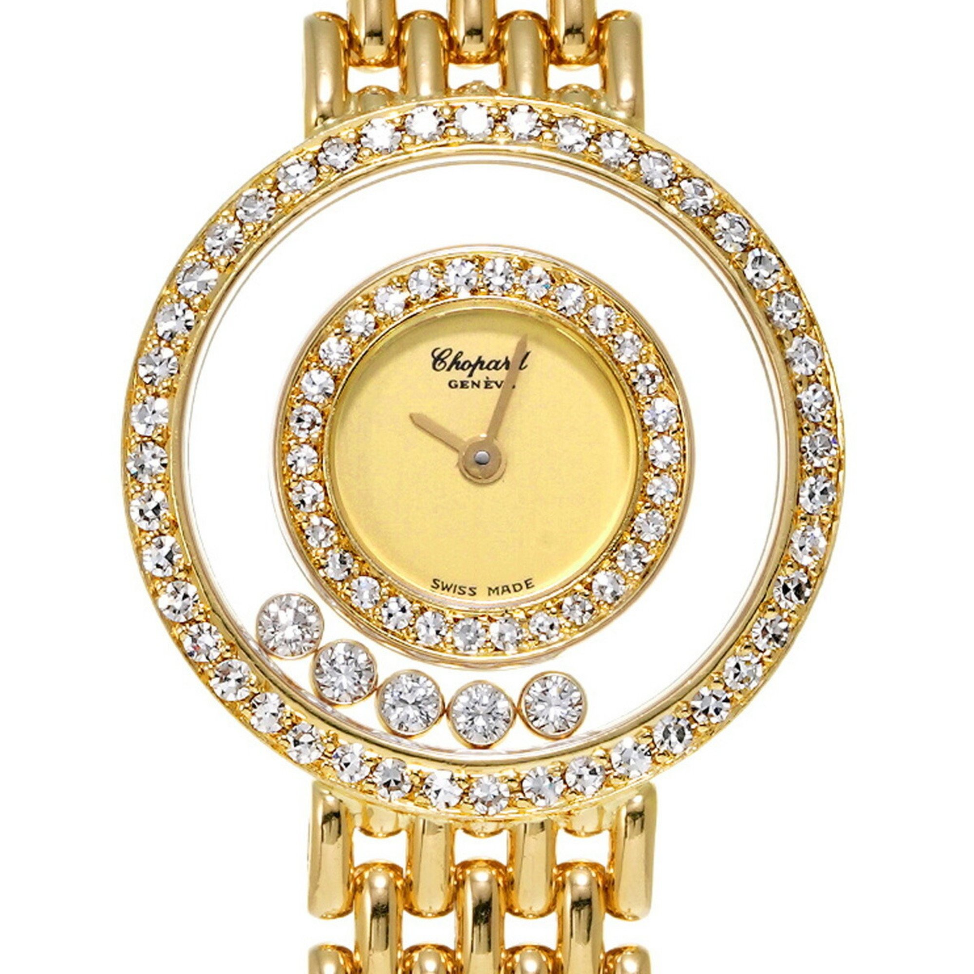 CHOPARD Happy Diamond 5P Double Bezel 20/5690 Women's YG Watch Quartz Gold Dial