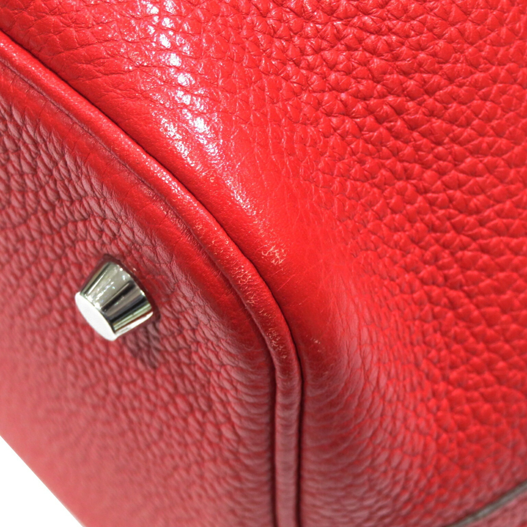 HERMES Picotin MM Handbag Rouge Cazac (Silver hardware) Taurillon P stamp A272 Women's Men's Bag Leather