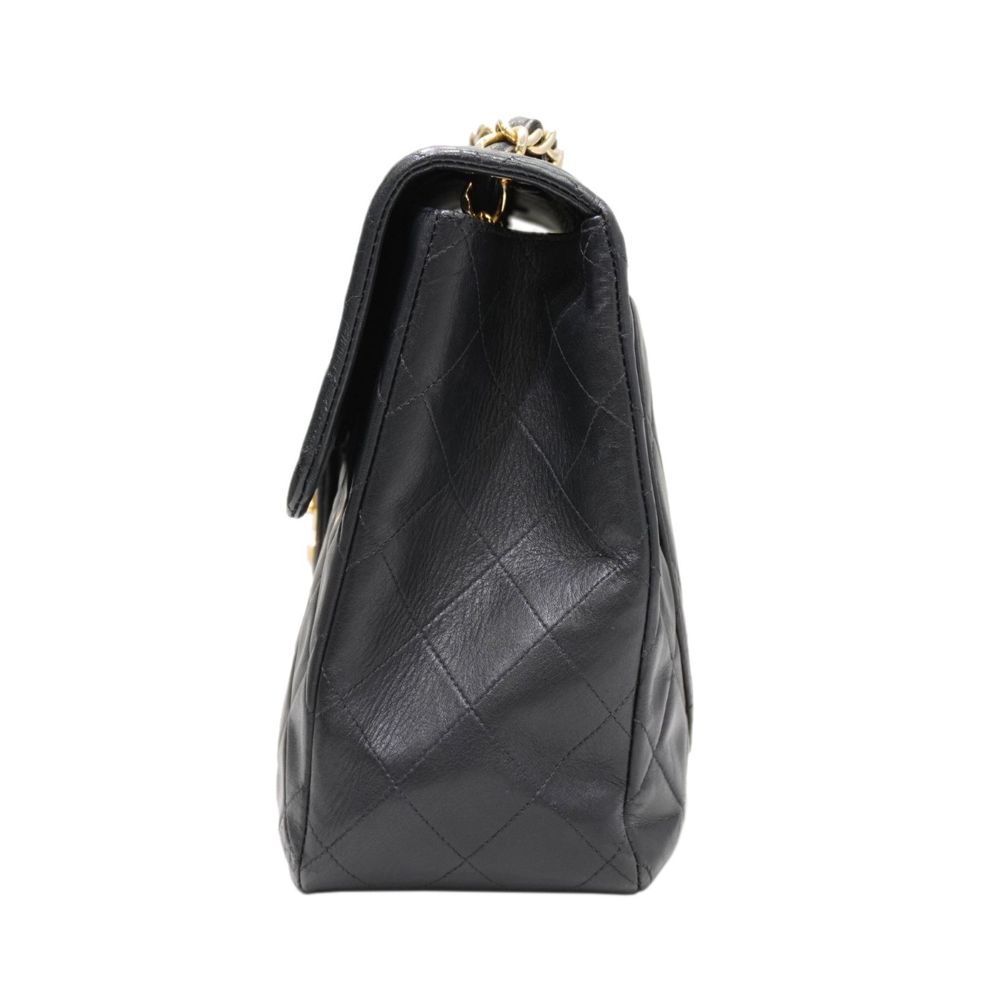 CHANEL Deca Matelasse Chain Shoulder Bag Black (G Metal Fittings) Leather 16 Women's Men's Bags