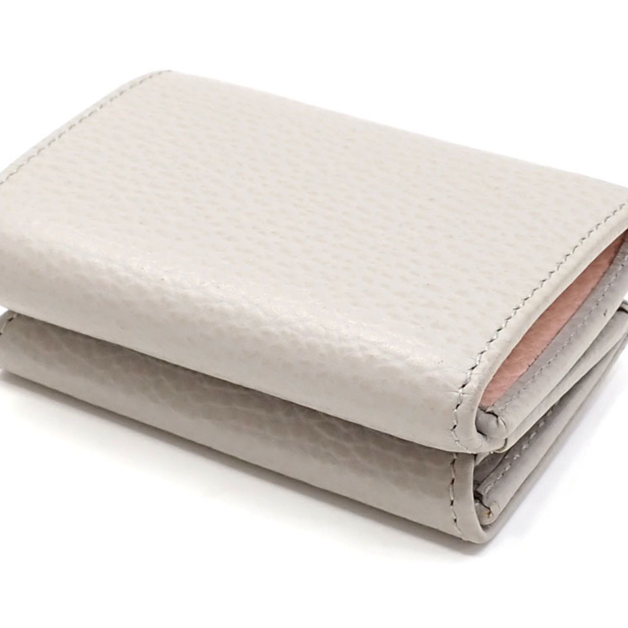 Gucci Tri-fold Wallet Double G Women's Light Gray Pink Blue 735212