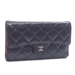 Chanel Tri-fold Wallet Matelasse Women's Black Lambskin 15240683 Leather Coco Mark