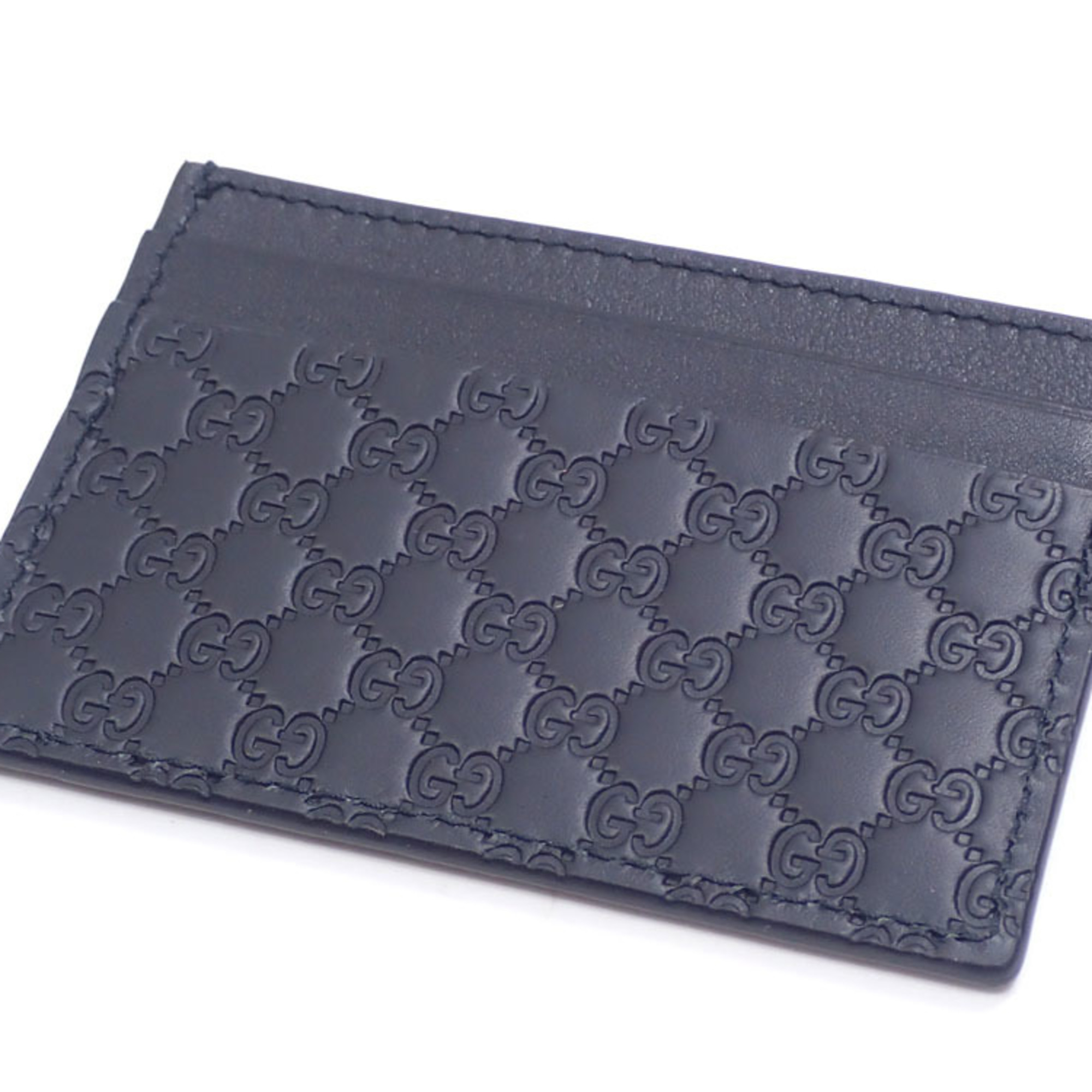 Gucci Card Case Micro Guccissima Men's Black Leather 262837