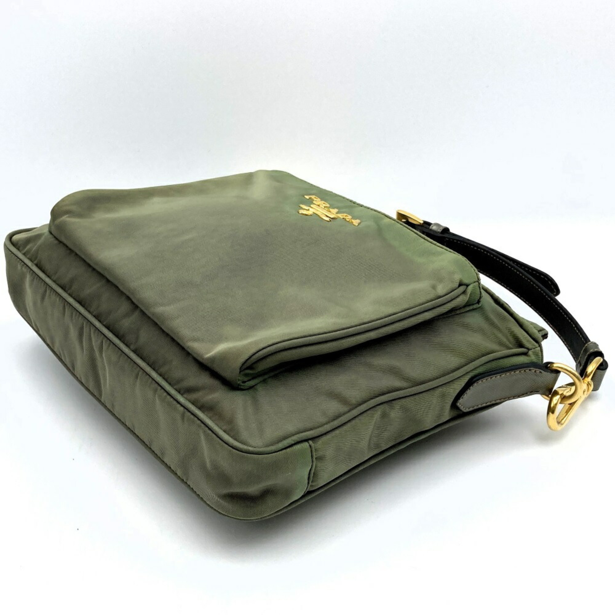 Prada Shoulder Bag, Green Nylon, Women's, PRADA