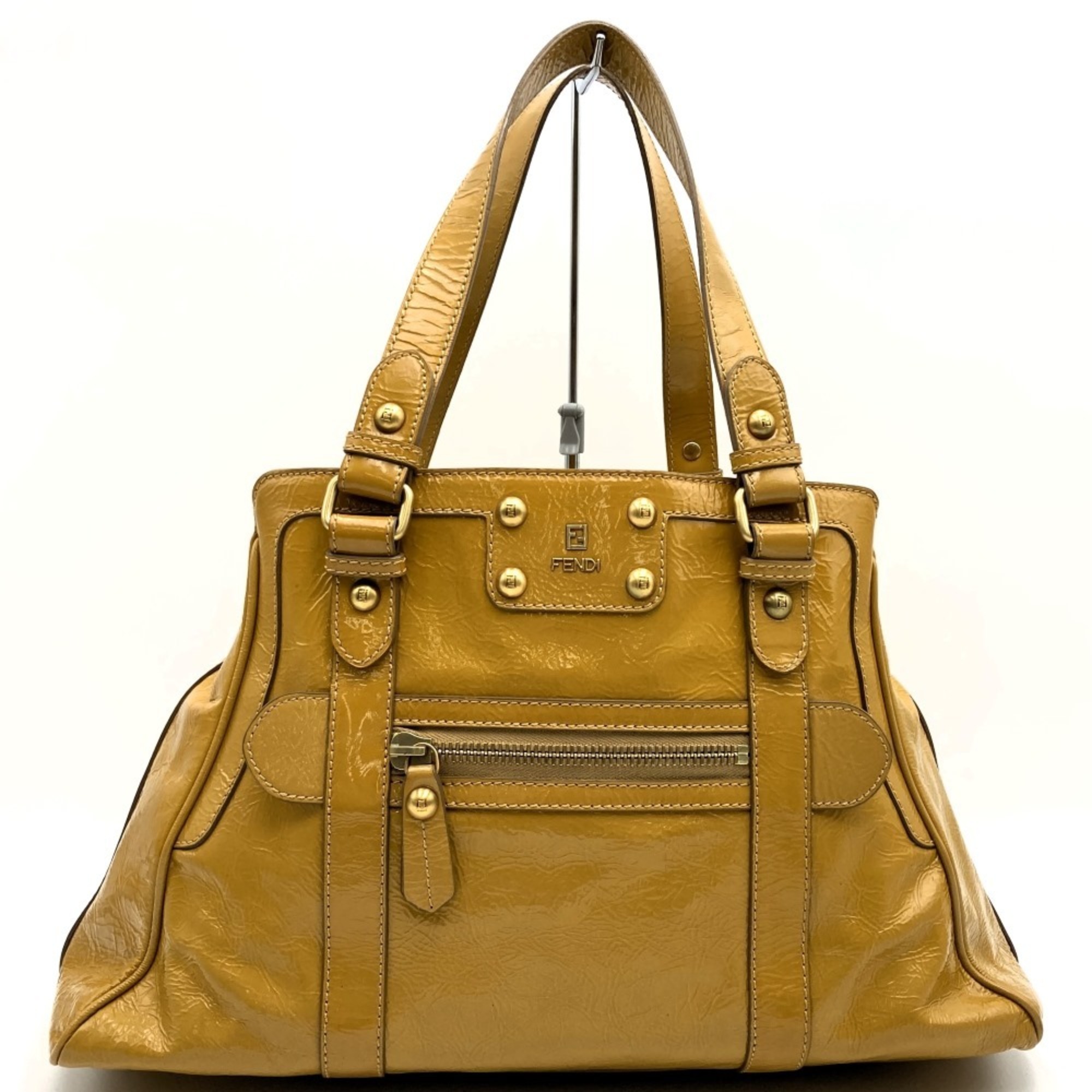 FENDI Tote Bag Shoulder Yellow Mustard Color Leather Women's