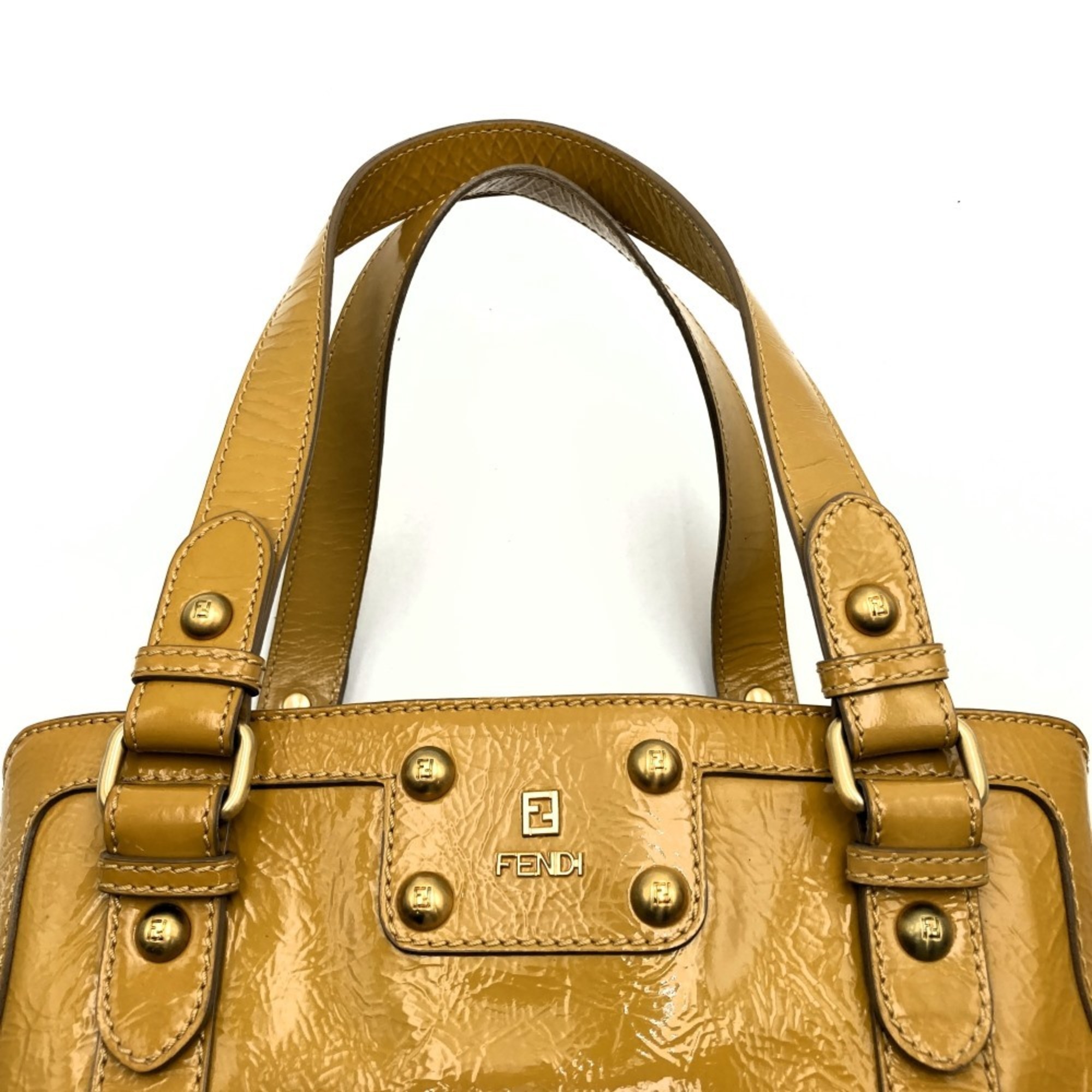 FENDI Tote Bag Shoulder Yellow Mustard Color Leather Women's