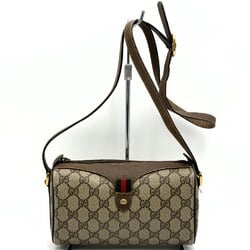 GUCCI 89 02 018 Old Gucci Shoulder Bag Pochette Sherry Line GG Supreme Canvas Brown Women's