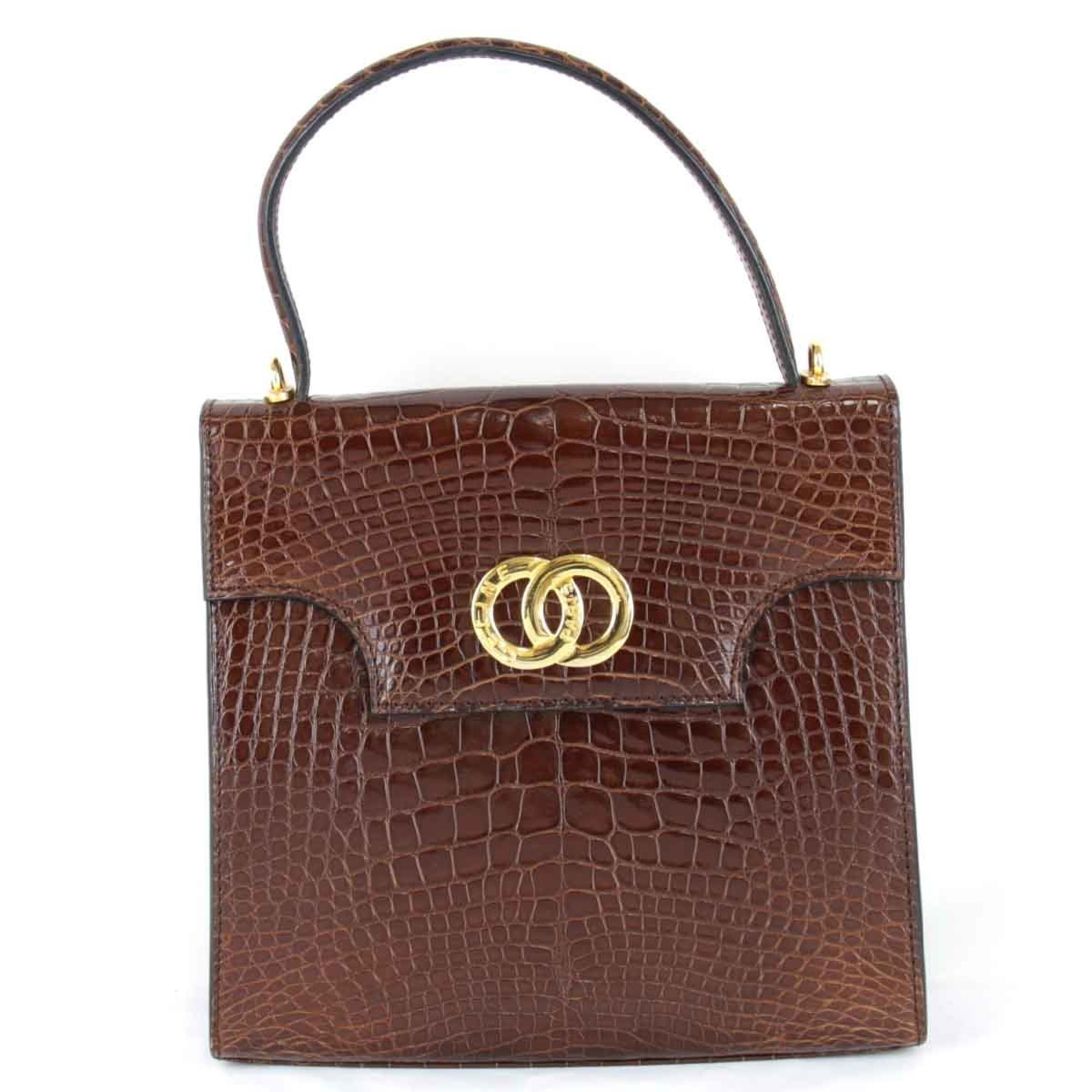 CELINE Celine Square Handbag Leather Brown Women's