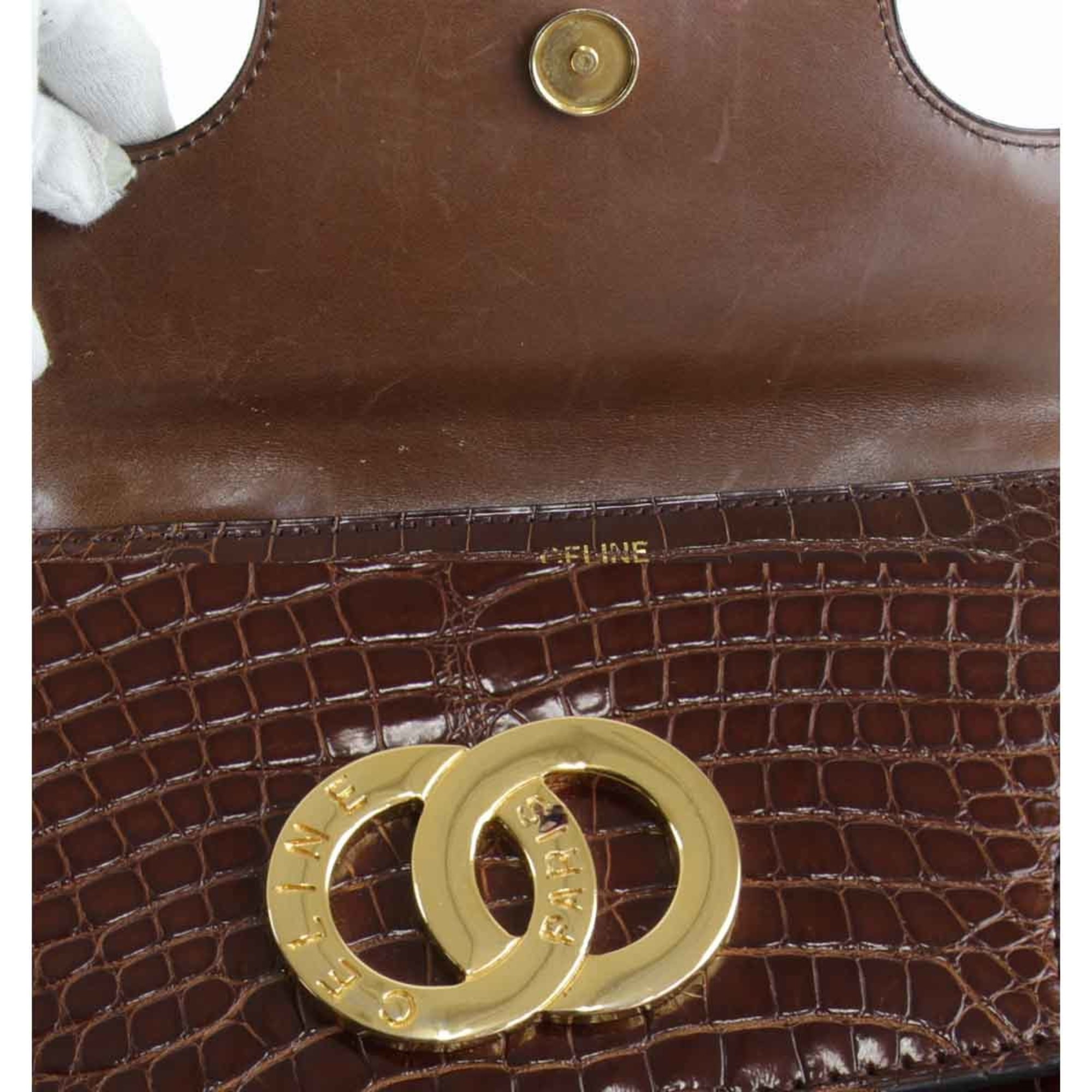 CELINE Celine Square Handbag Leather Brown Women's
