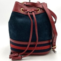 Gucci Shoulder Bag, Sherry Line, Tassel, Navy, Red, Suede, Leather, Women's, 550620, GUCCI