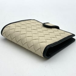 Bottega Veneta Bi-fold Wallet Compact Ivory White Leather Women's BOTTEGAVENETA