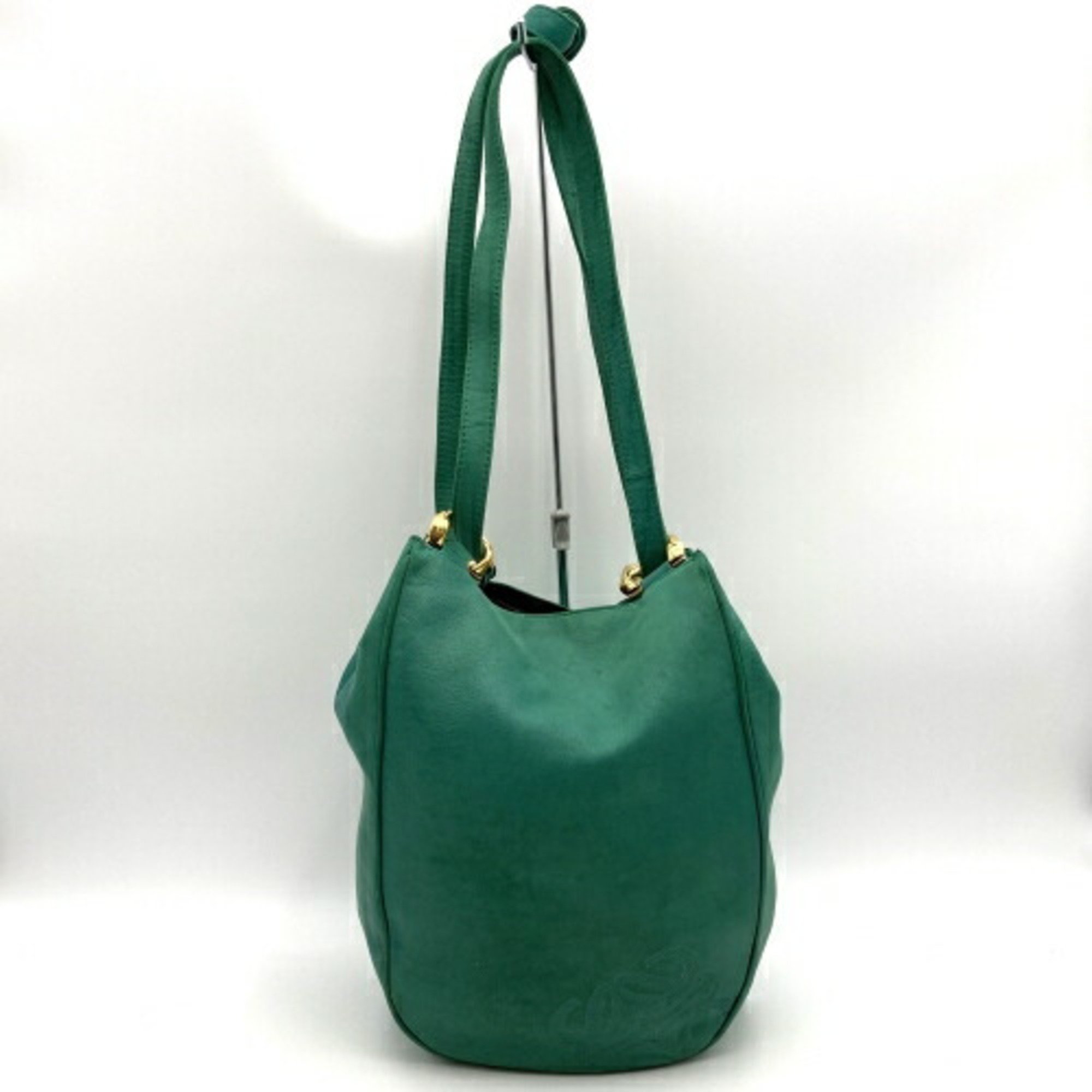 LOEWE shoulder bag tote green leather anagram ladies women