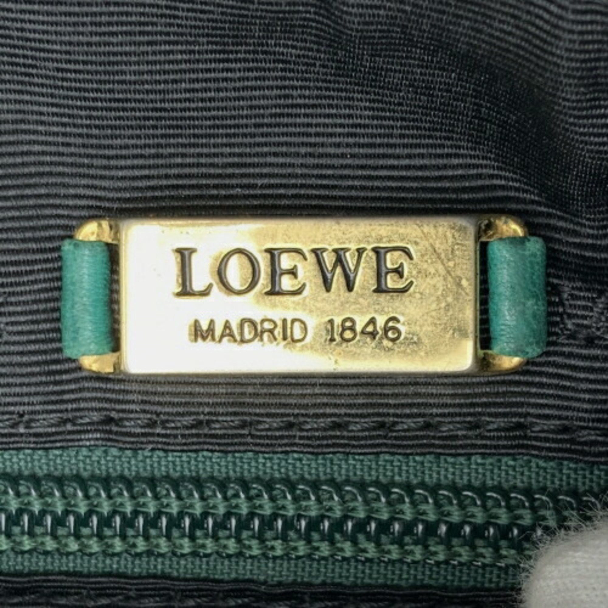 LOEWE shoulder bag tote green leather anagram ladies women