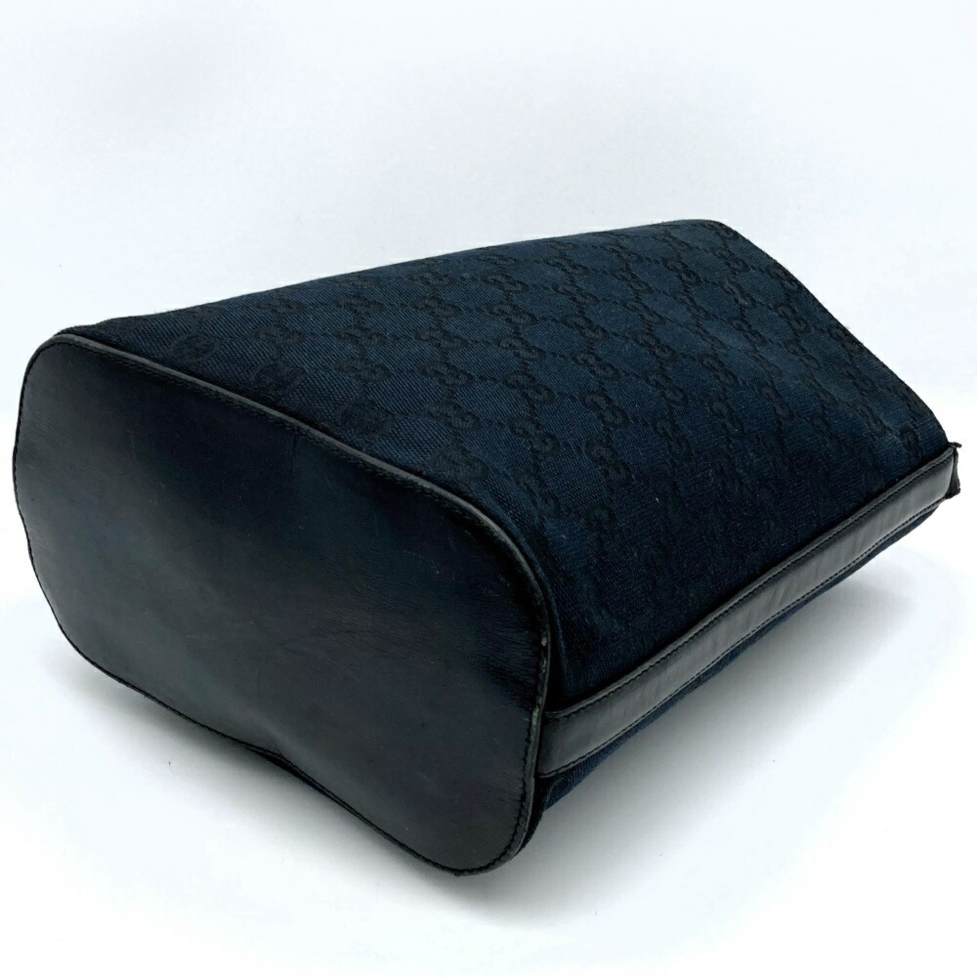 GUCCI 0014286 Shoulder Bag Black GG Canvas Leather Women's