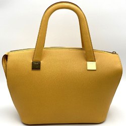 CELINE MC97 2 Handbag Shoulder Bag Yellow Leather Women's