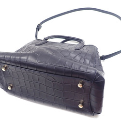 Coach Women's Handbag Navy Embossed Leather F55927 Shoulder Bag