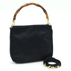 Gucci Handbag Bamboo 005 781 0315 Black Satin Shoulder Bag Women's GUCCI